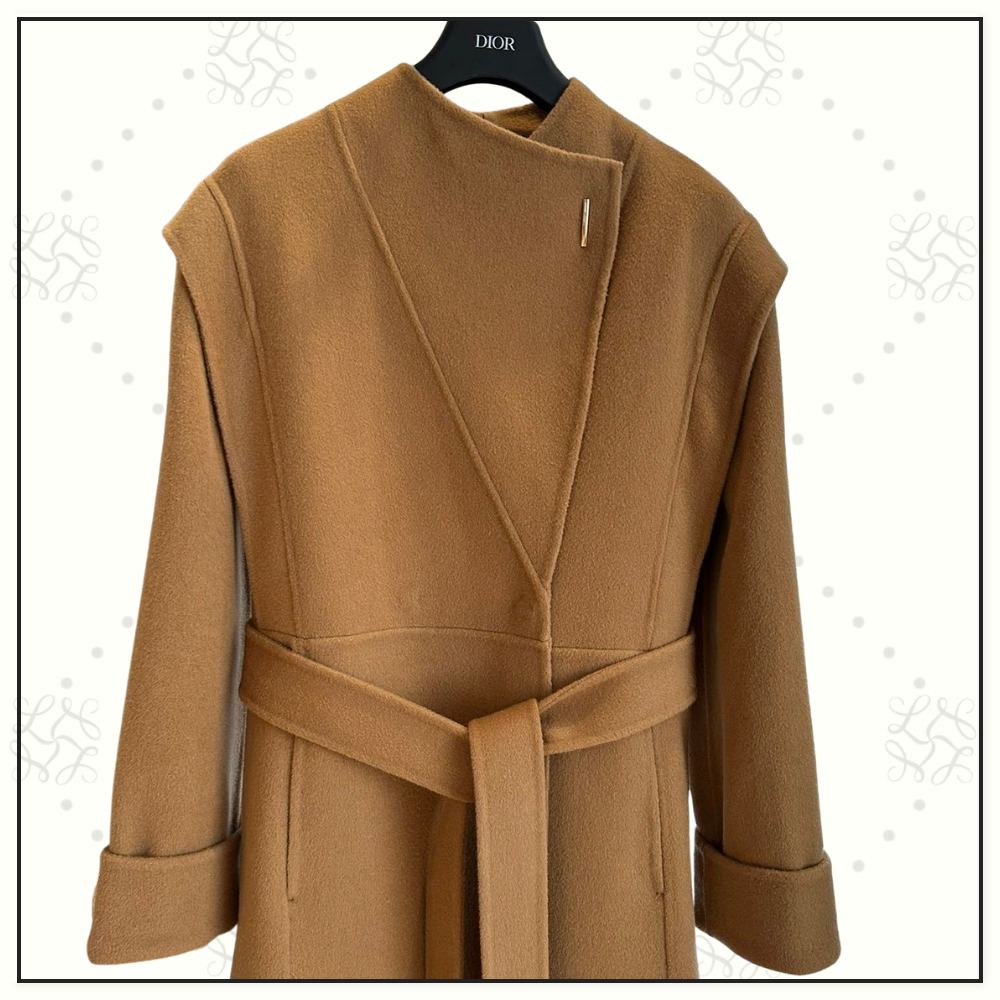 WOOL & CASHMERE BLEND FUNNEL NECK COAT