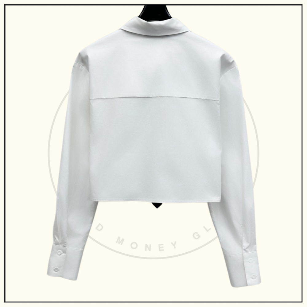 NECK TIE CROPPED SHIRT