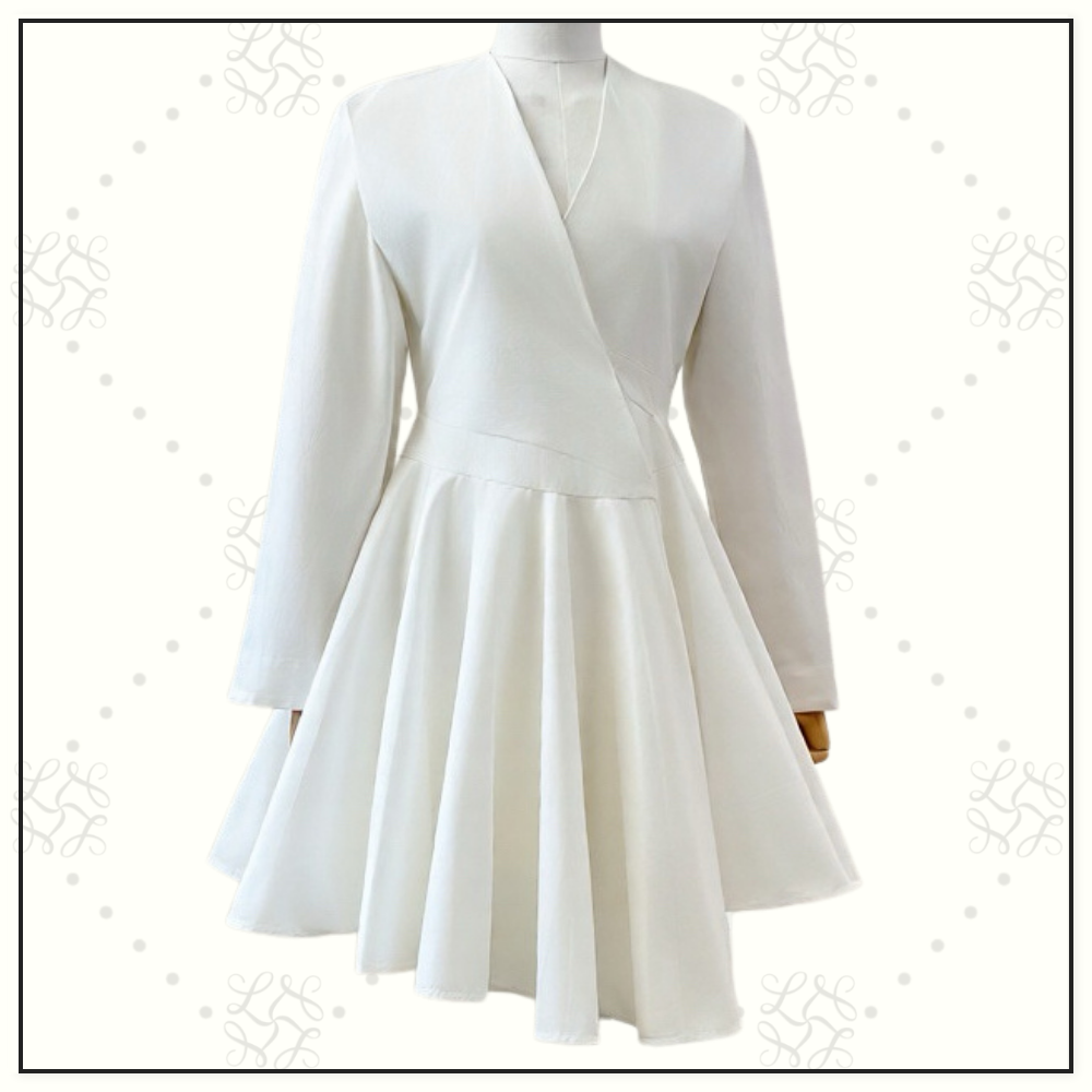 ASYMMETRICAL V NECK SHORT DRESS