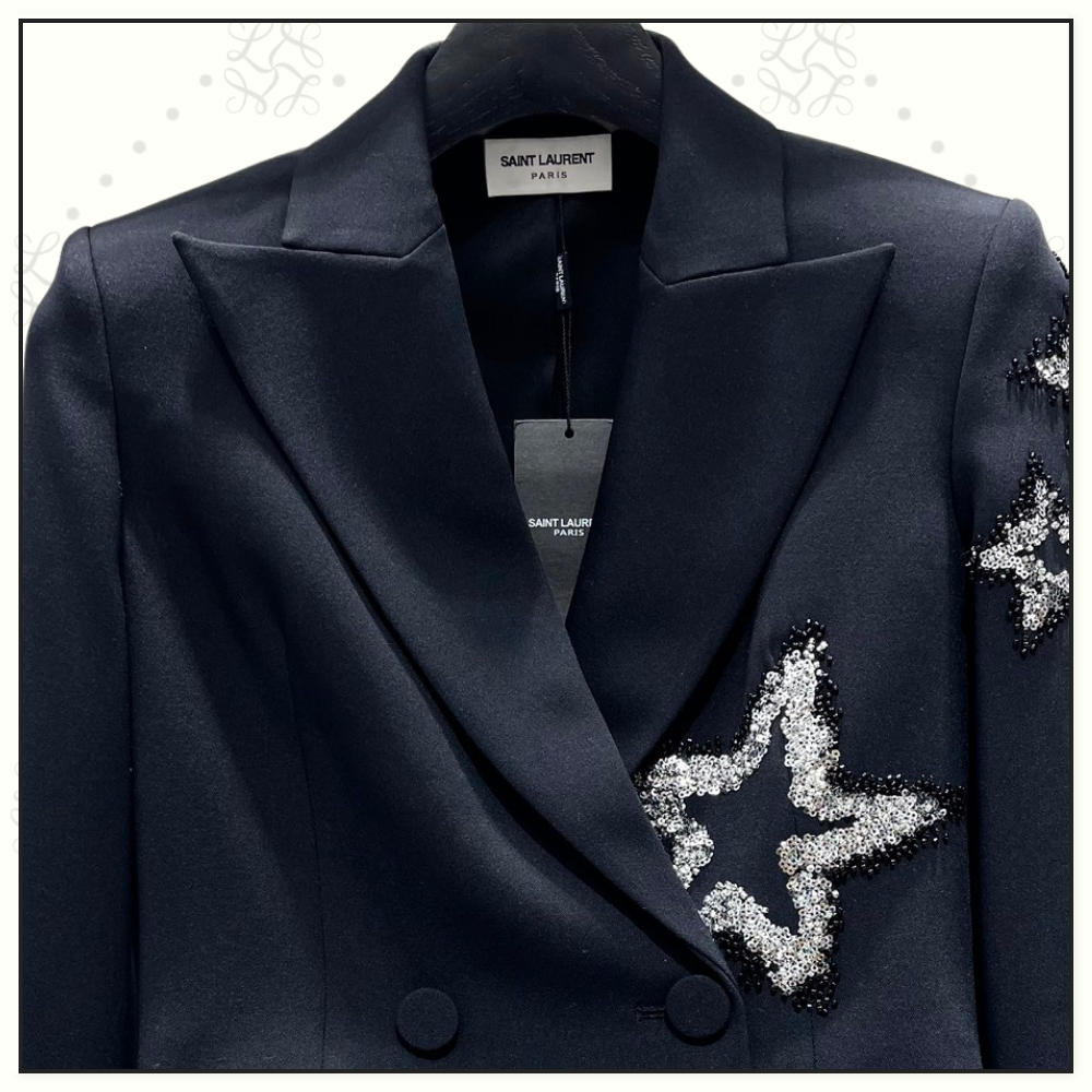 SEQUIN STAR EMBELLISHMENTS CROPPED BLAZER & SHORT