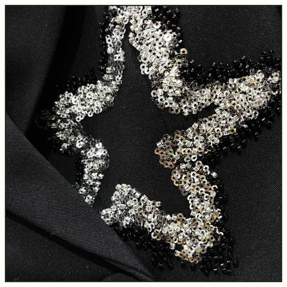 SEQUIN STAR EMBELLISHMENTS CROPPED BLAZER & SHORT