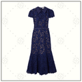 NAVY GUIPURE LACE MIDI DRESS