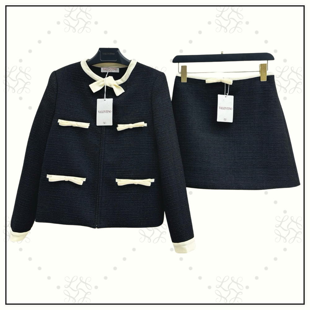 BOW DETAIL JACKET & MINI SKIRT