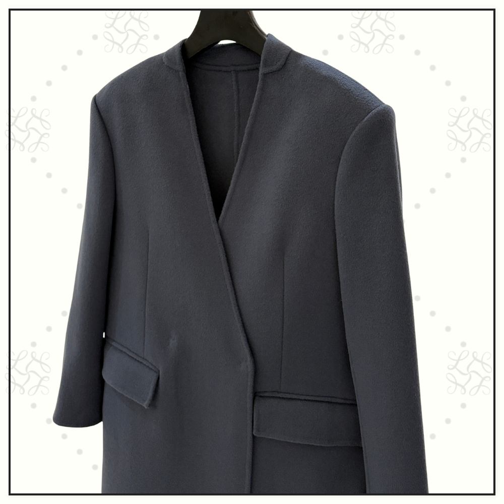 WOOL BLEND COLLARLESS COAT