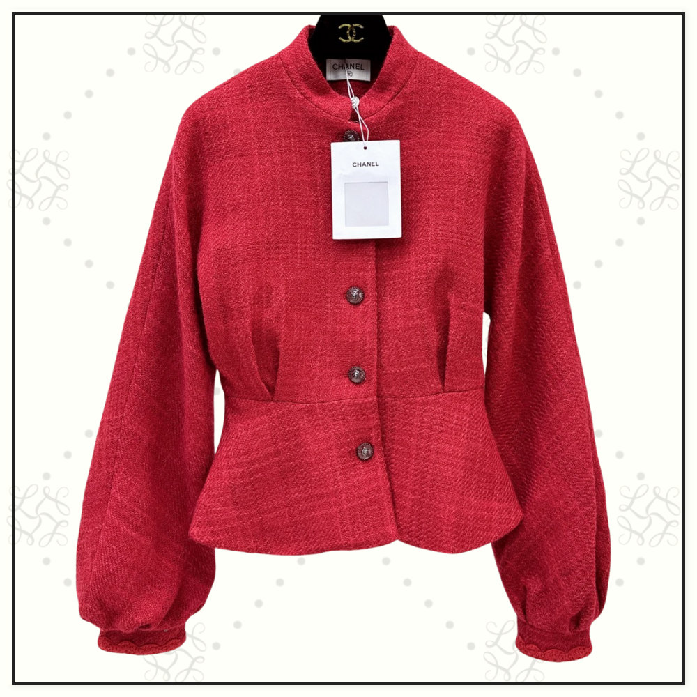 TWEED BALLOON SLEEVE FITTED JACKET