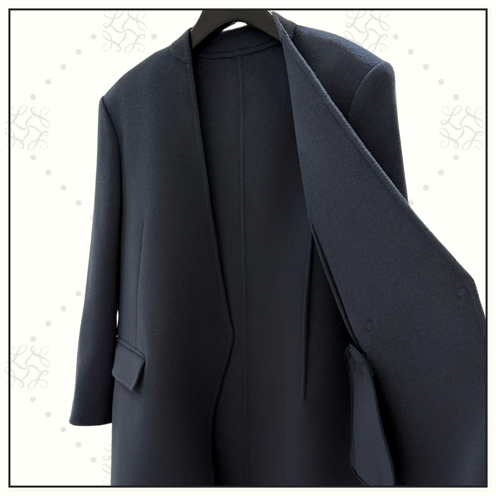 WOOL BLEND COLLARLESS COAT