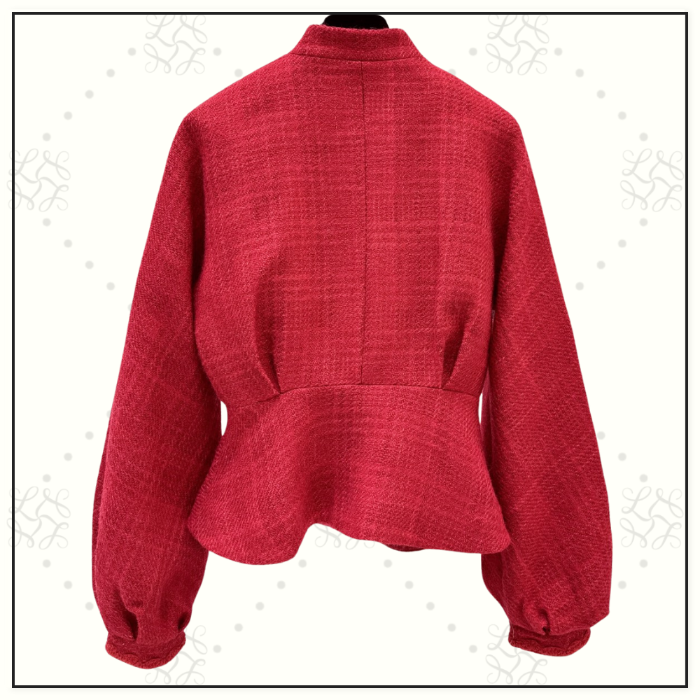 TWEED BALLOON SLEEVE FITTED JACKET