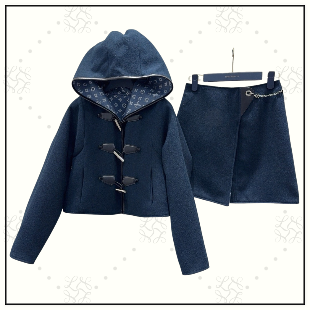 WOOL SHORT DUFFLE COAT & MINI SKIRT