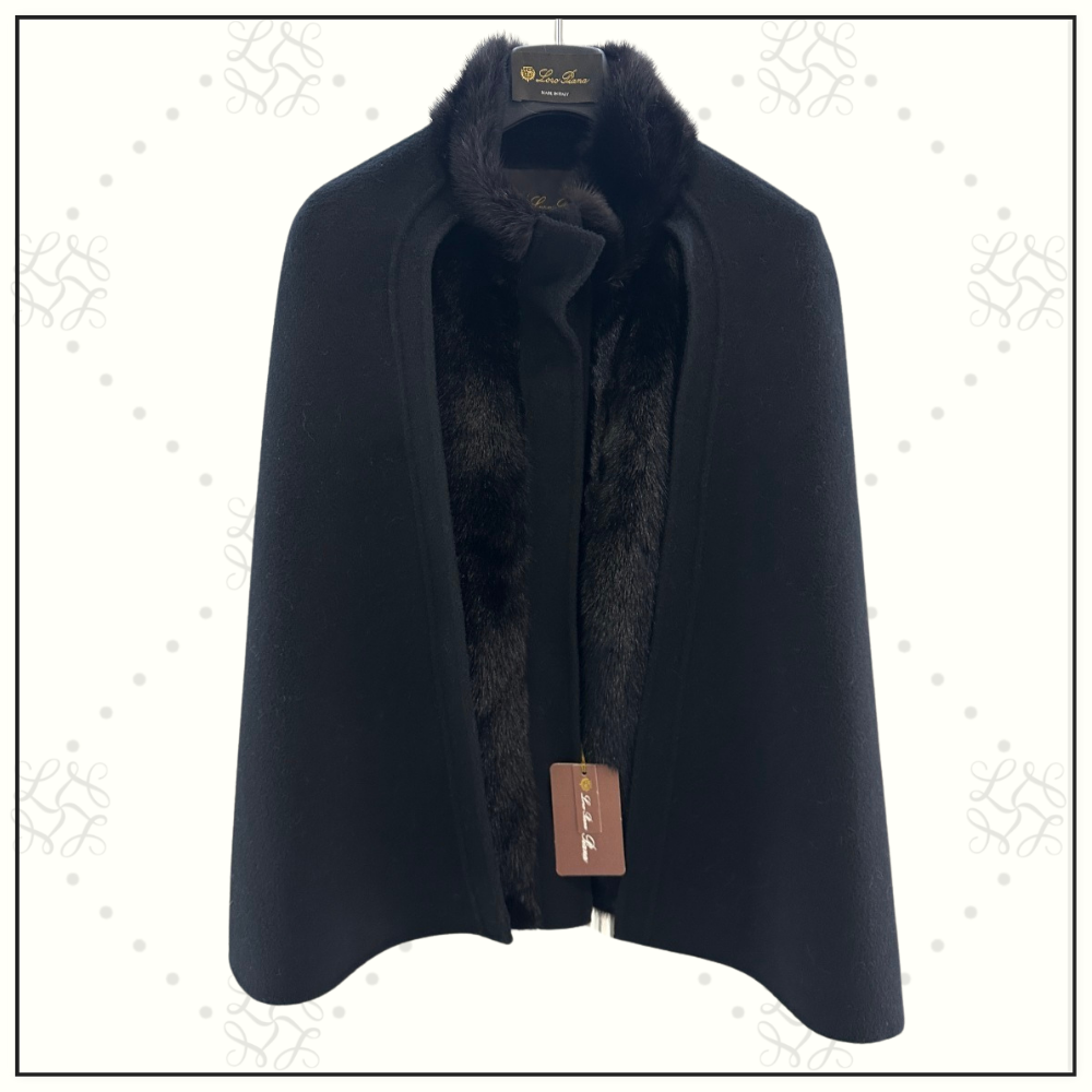 GIOVI CASHMERE CAPE WITH FUR COLLAR