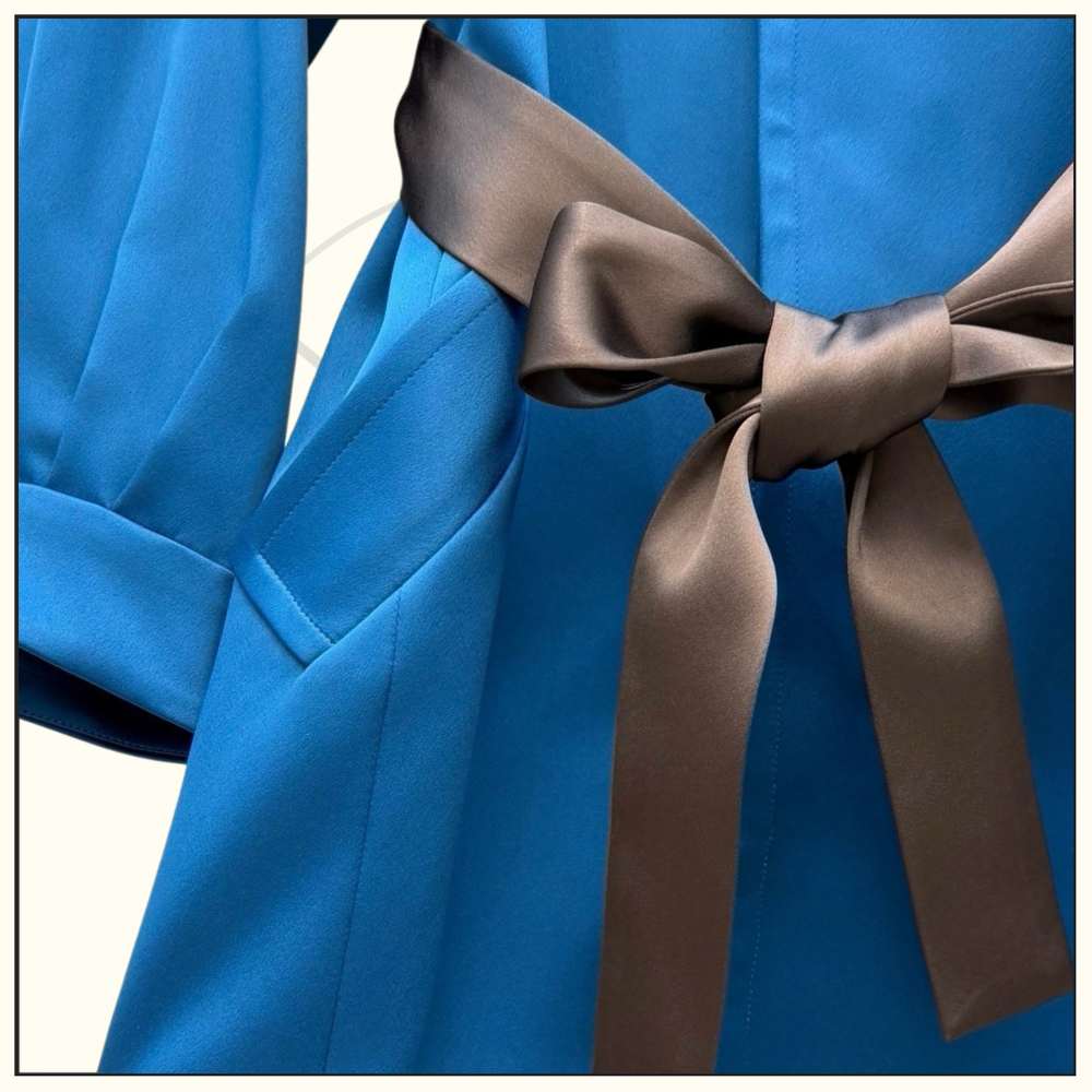 TIED BELT SILK DRESS