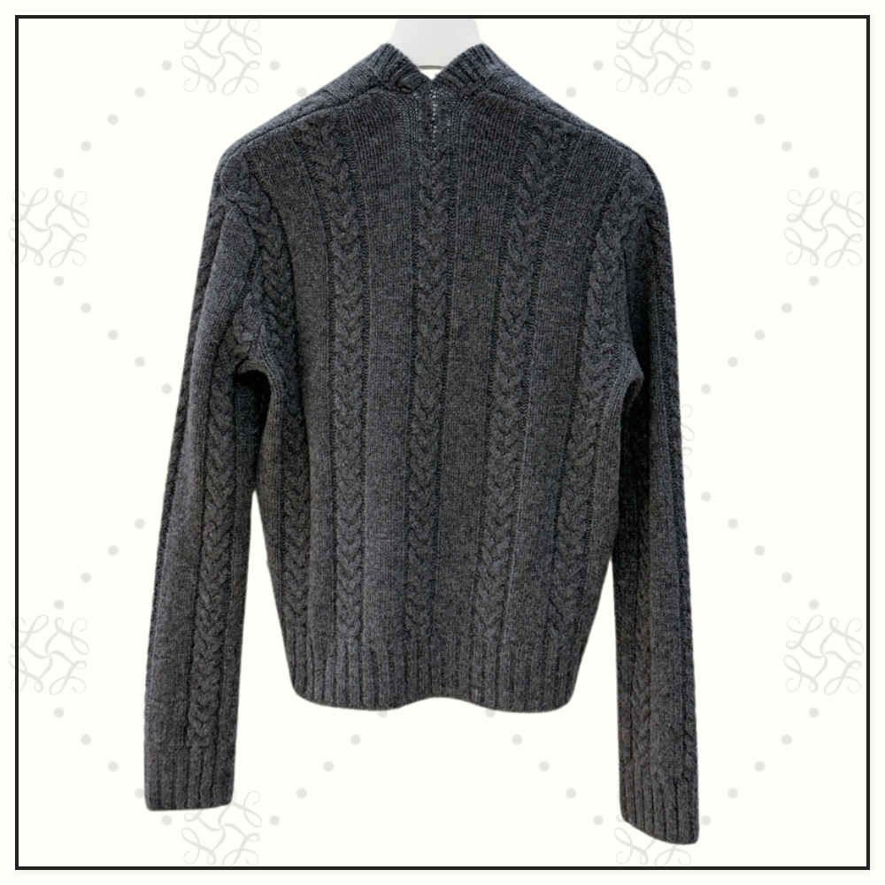 CABLE KNIT WOOL MOULINE SWEATER