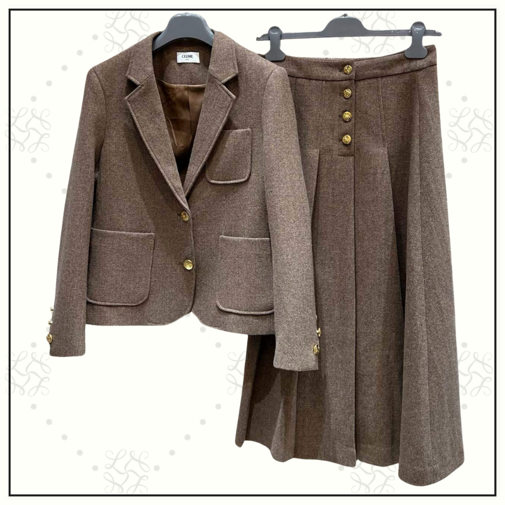 WOOL BLEND BLAZER & MIDI SKIRT