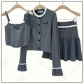 WOOL TANK & CARDIGAN & MINI SKIRT