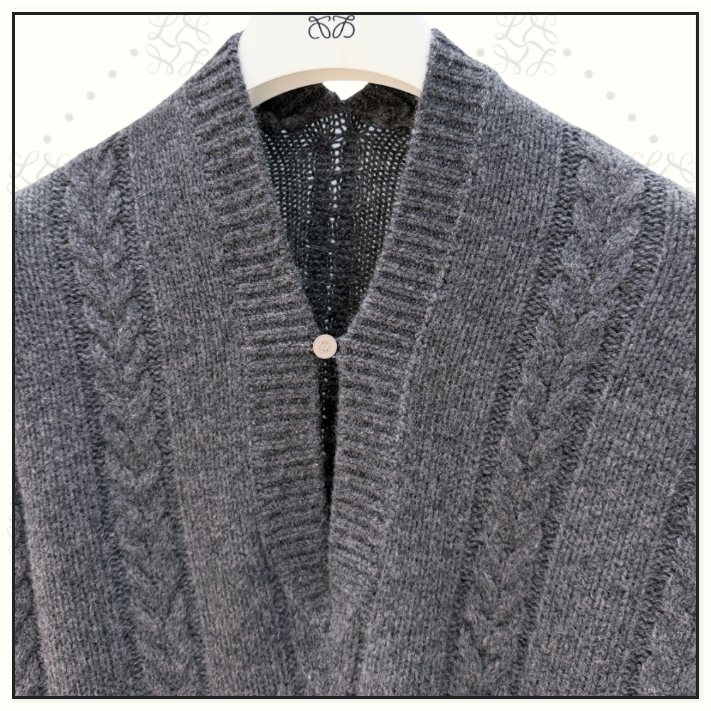 CABLE KNIT WOOL MOULINE SWEATER