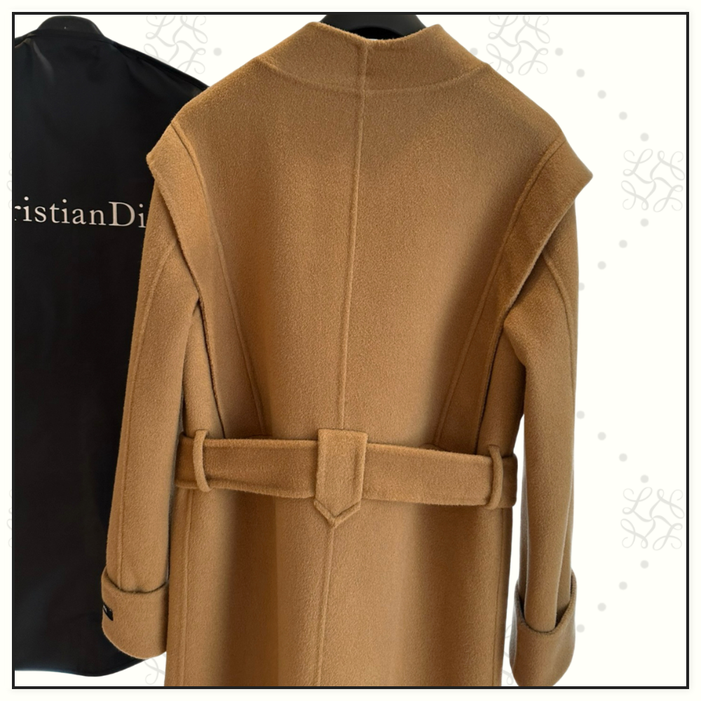 WOOL & CASHMERE BLEND FUNNEL NECK COAT