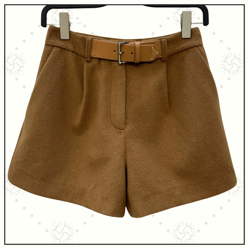 CAMEL HAIR BOMBER & BELTED SHORT