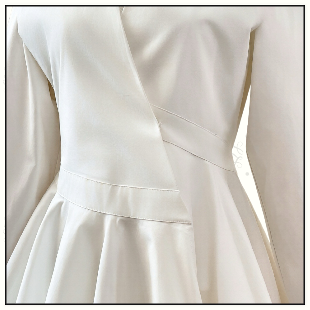 ASYMMETRICAL V NECK SHORT DRESS