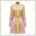 SILK BAROQUE PRINT BELTED DRESS