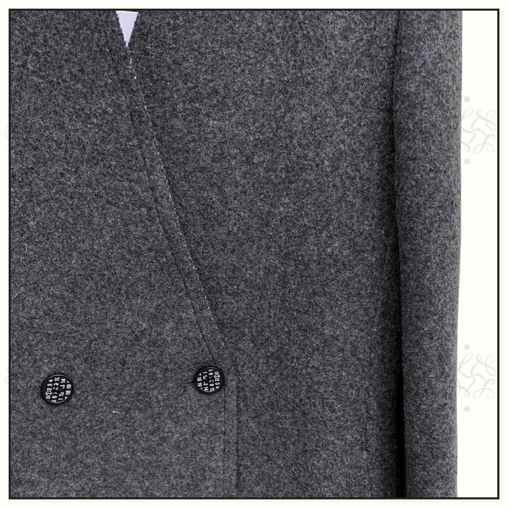 COLLARLESS WOOL COAT