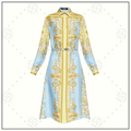 SILK BAROQUE PRINT BELTED DRESS