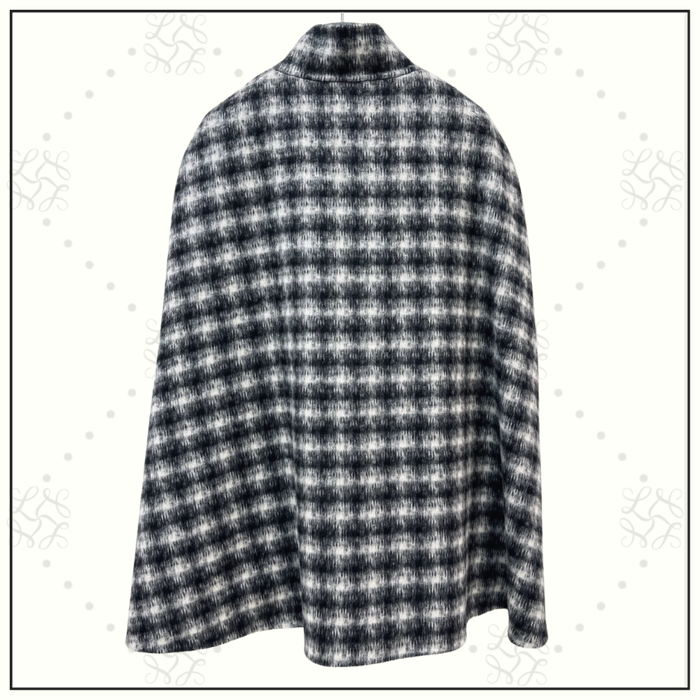 WOOL & CAMEL HAIR HOUNDSTOOTH CAPE