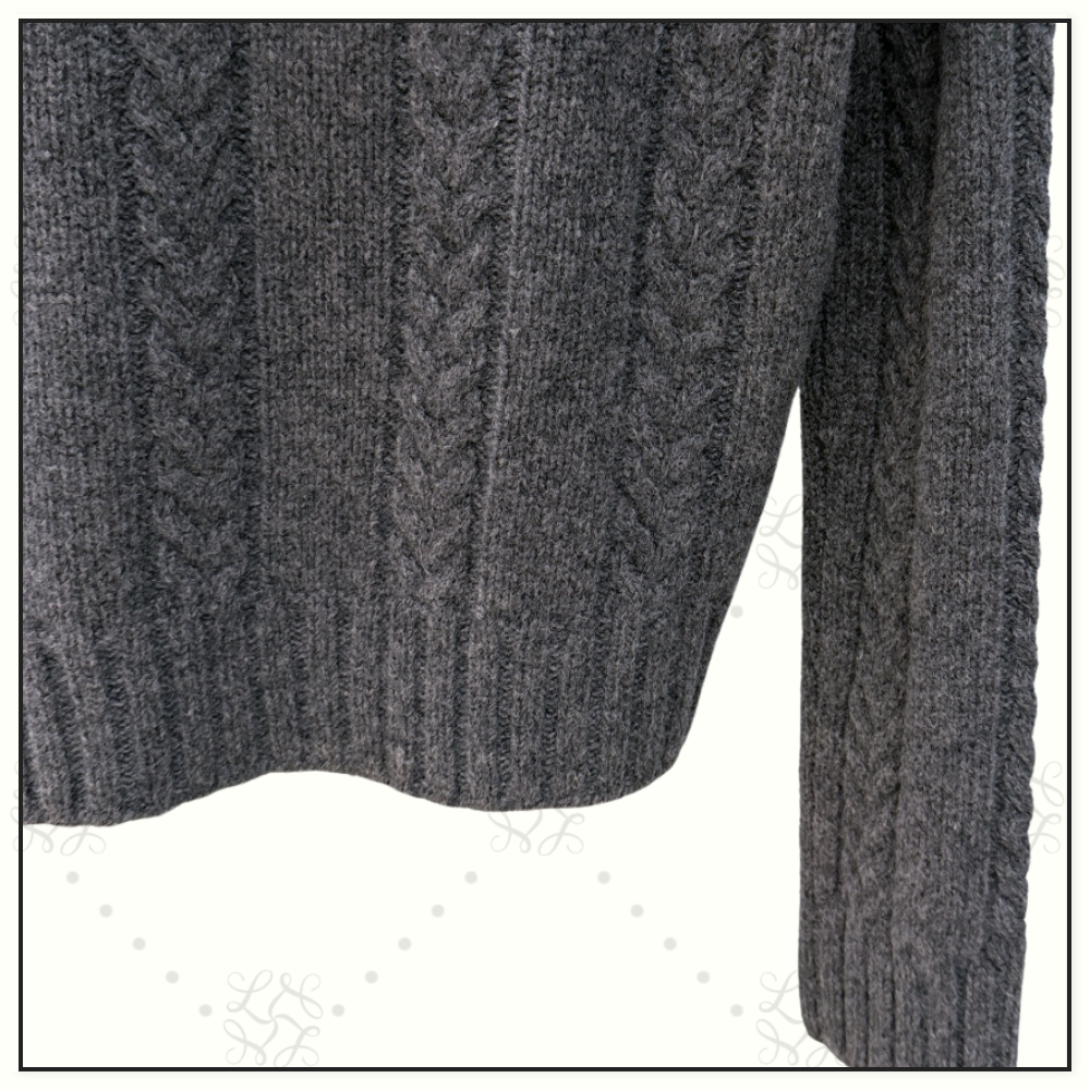 CABLE KNIT WOOL MOULINE SWEATER