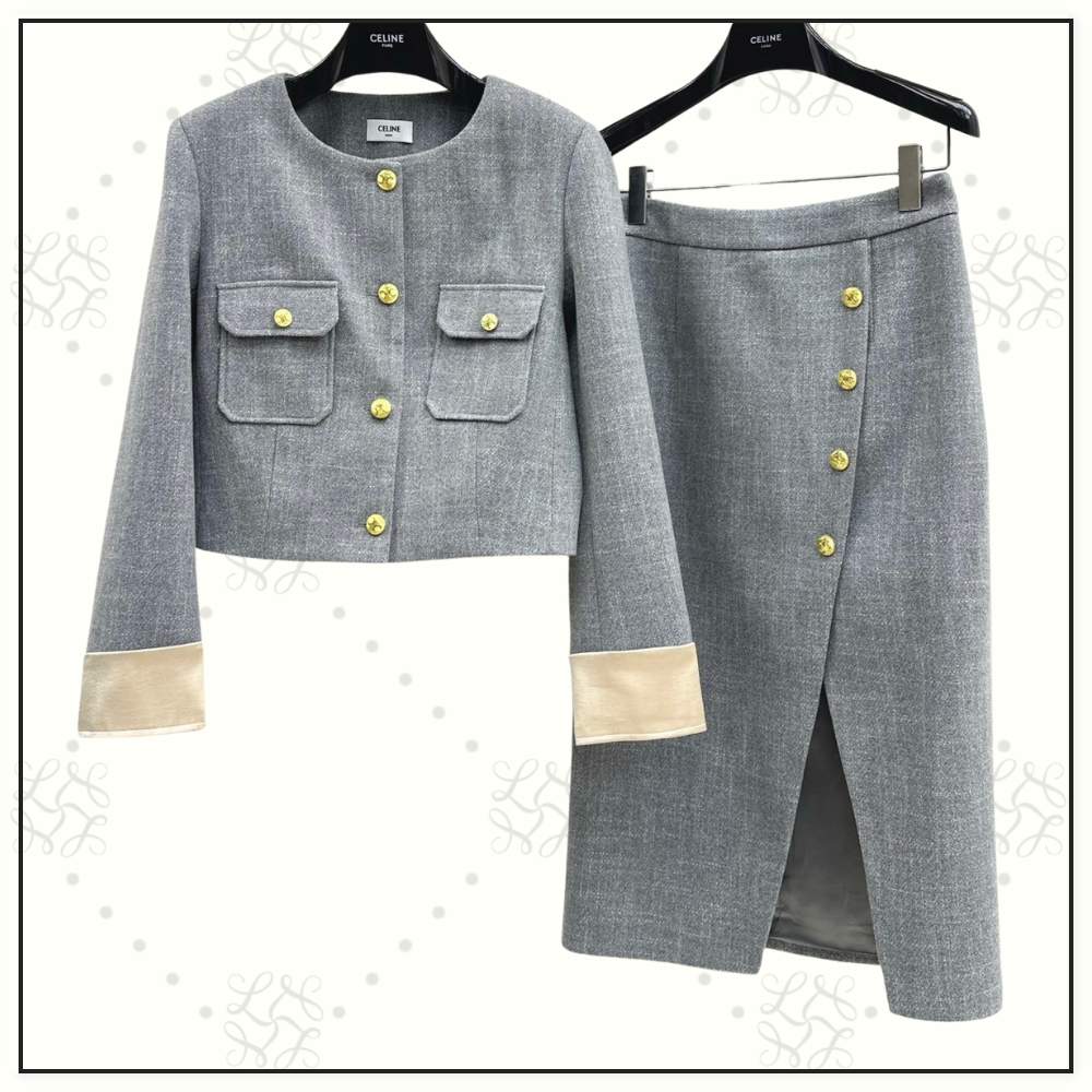 WOOL BLEND TWEED JACKET & PENCIL SKIRT