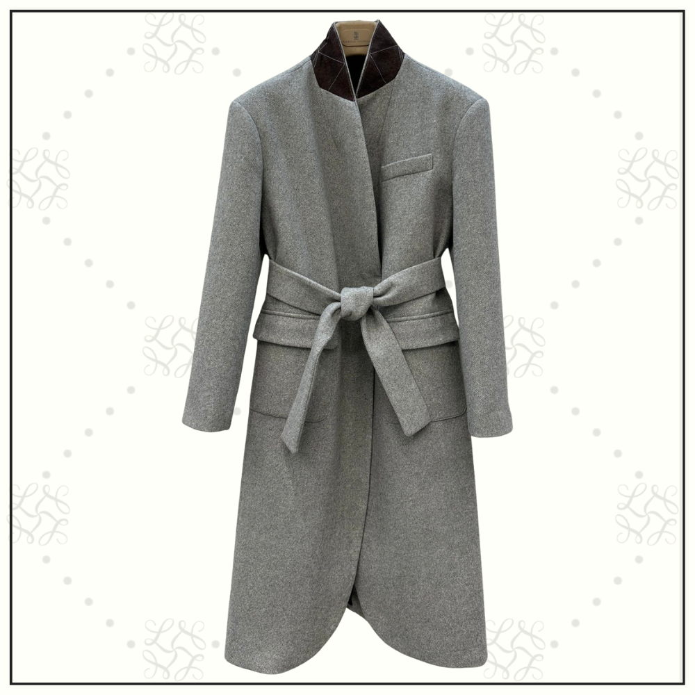 WOOL & SILK BLEND MELANGE COAT