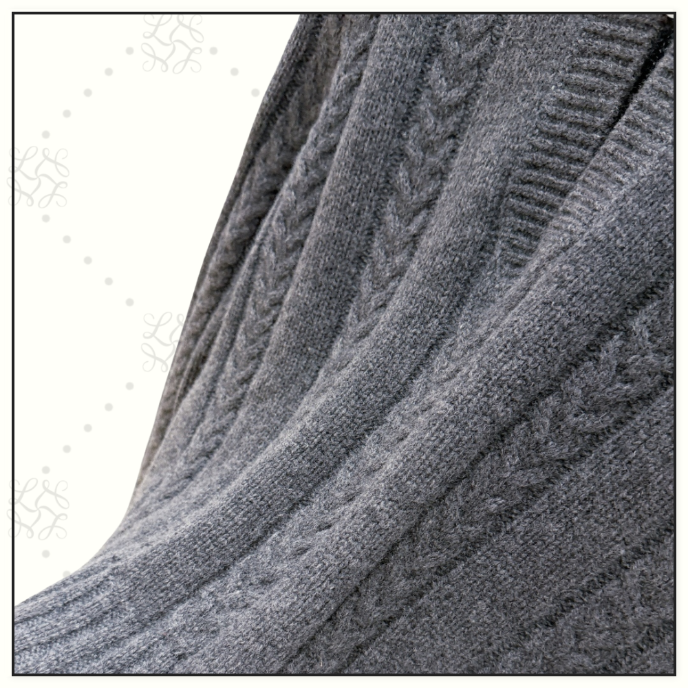 CABLE KNIT WOOL MOULINE SWEATER