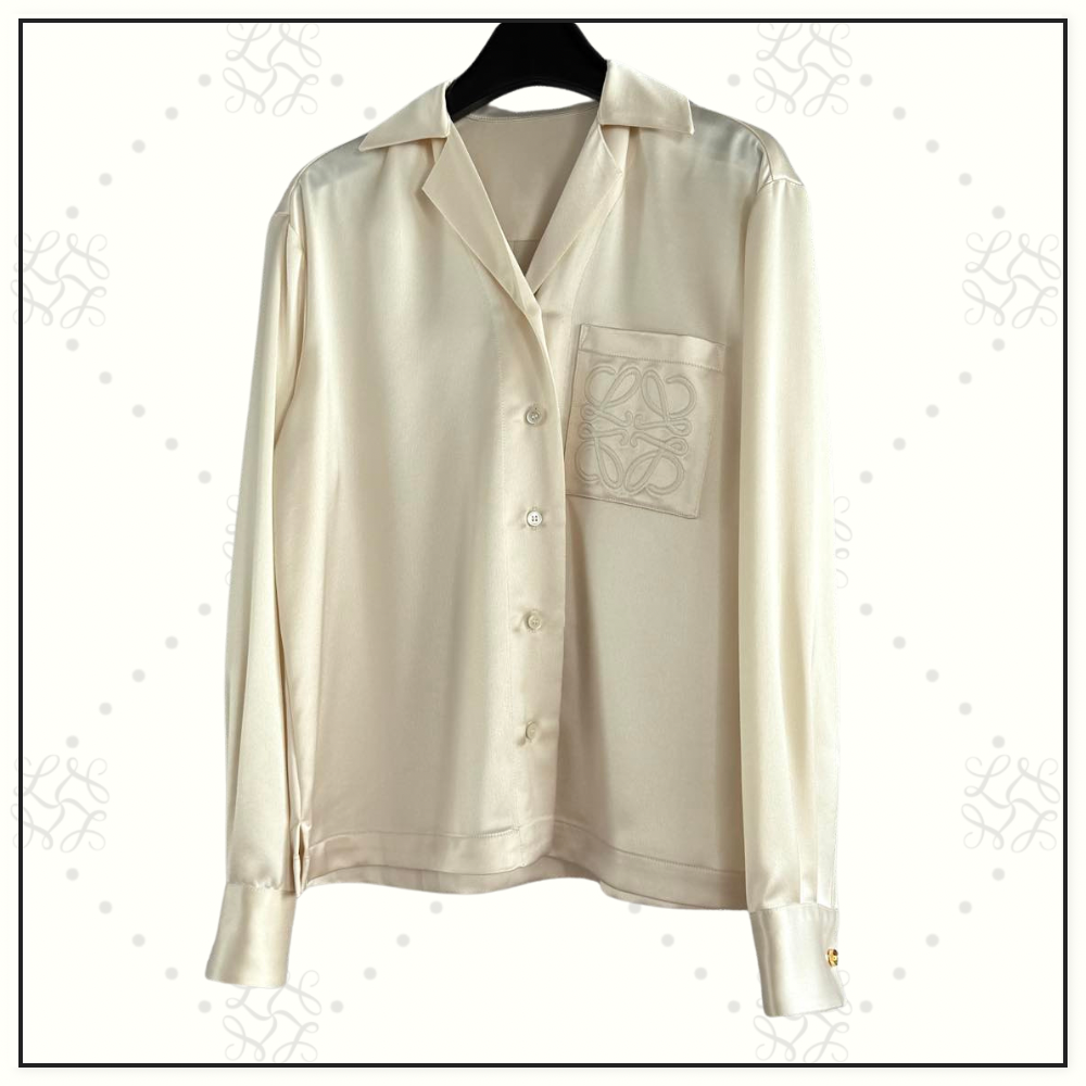 SILK ANAGRAM EMBROIDERED BLOUSE