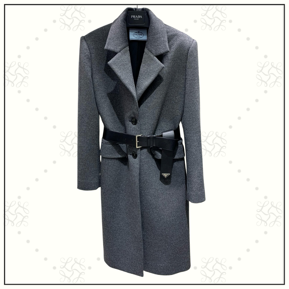 WOOL HOODED BELTED COAT