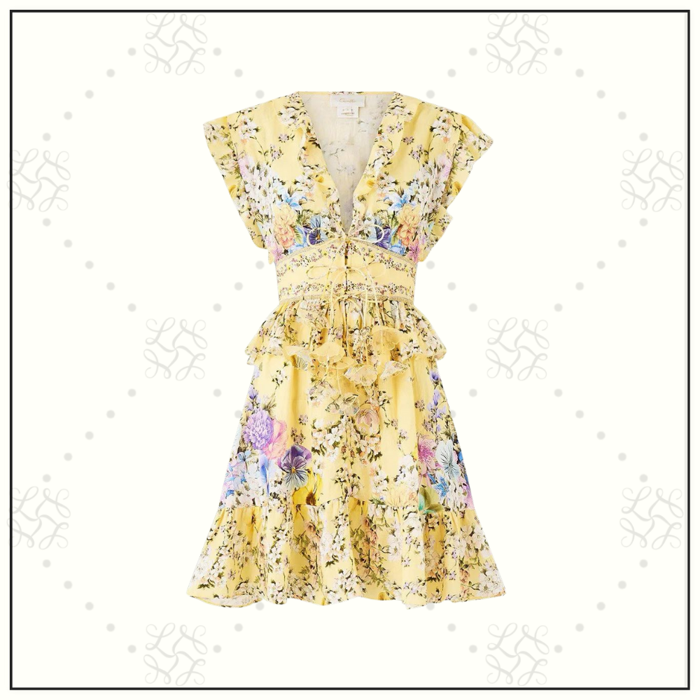 WAISTED SHORT RUFFLE DETAILS DRESS