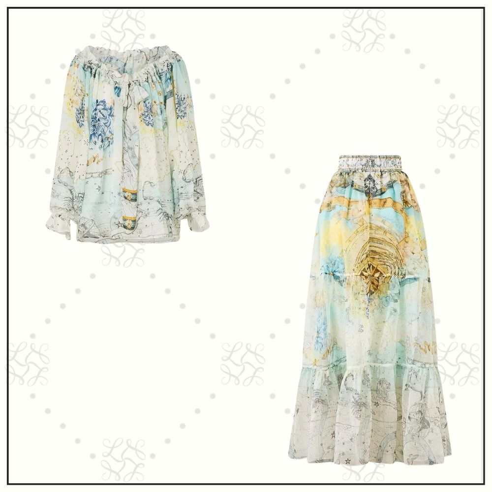 GATHERED BLOUSE & TIERED SKIRT