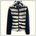 CHINCHILLA FUR JACKET WITH KNIT SLEEVE