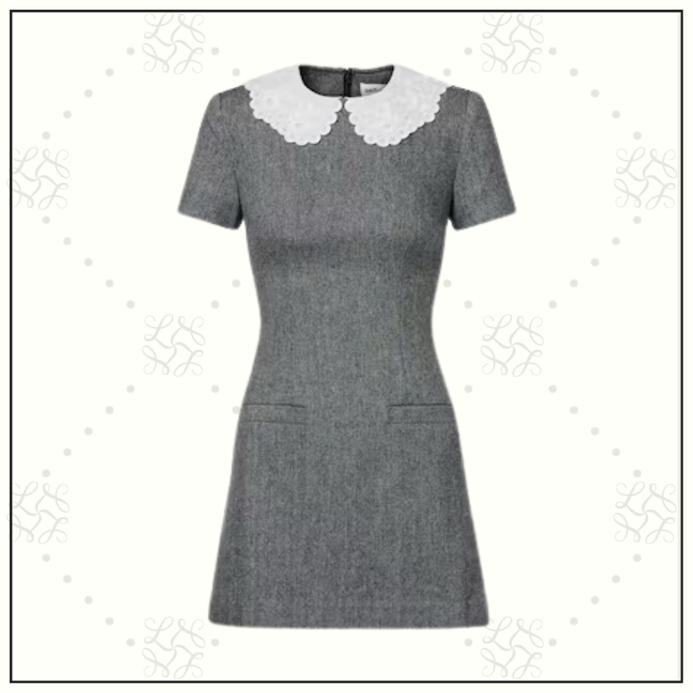 GREY HERRINGBONE COLLARED MINI DRESS