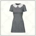 GREY HERRINGBONE COLLARED MINI DRESS