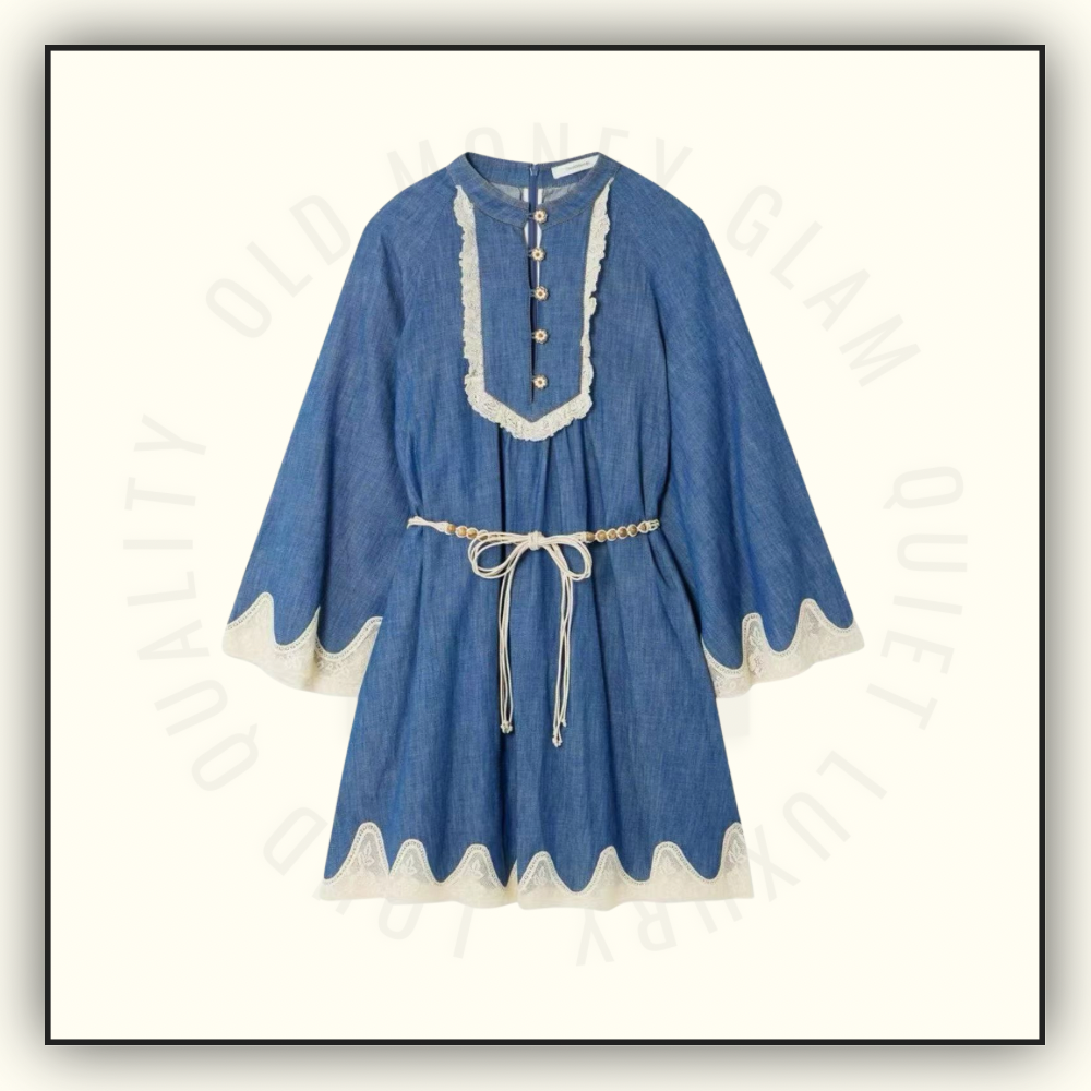 AWAKEN BELTED DENIM MINI DRESS