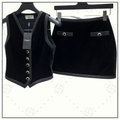 VELVET VEST & MINI SKIRT