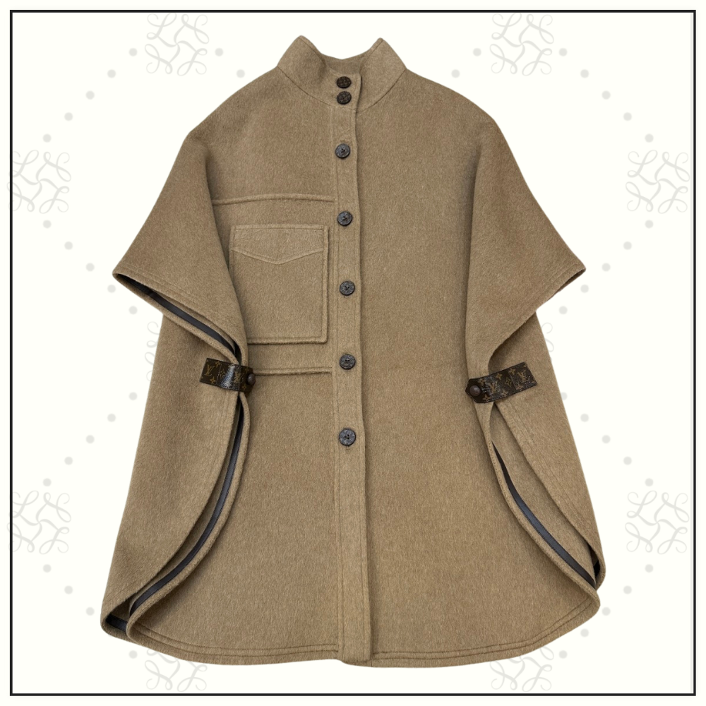 CASHMERE BUTTON UP CAPE COAT