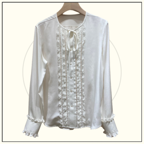 SILK CREPE FRILLED ROMY SHIRT