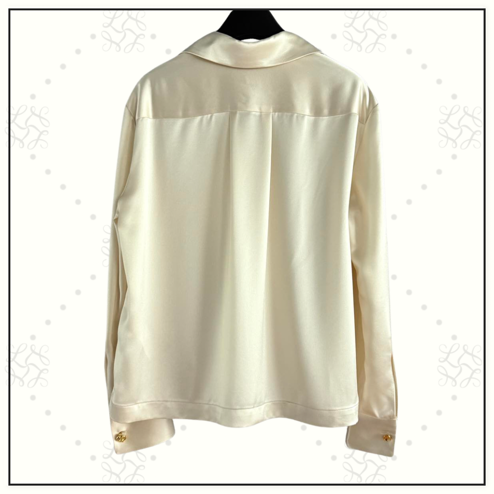 SILK ANAGRAM EMBROIDERED BLOUSE