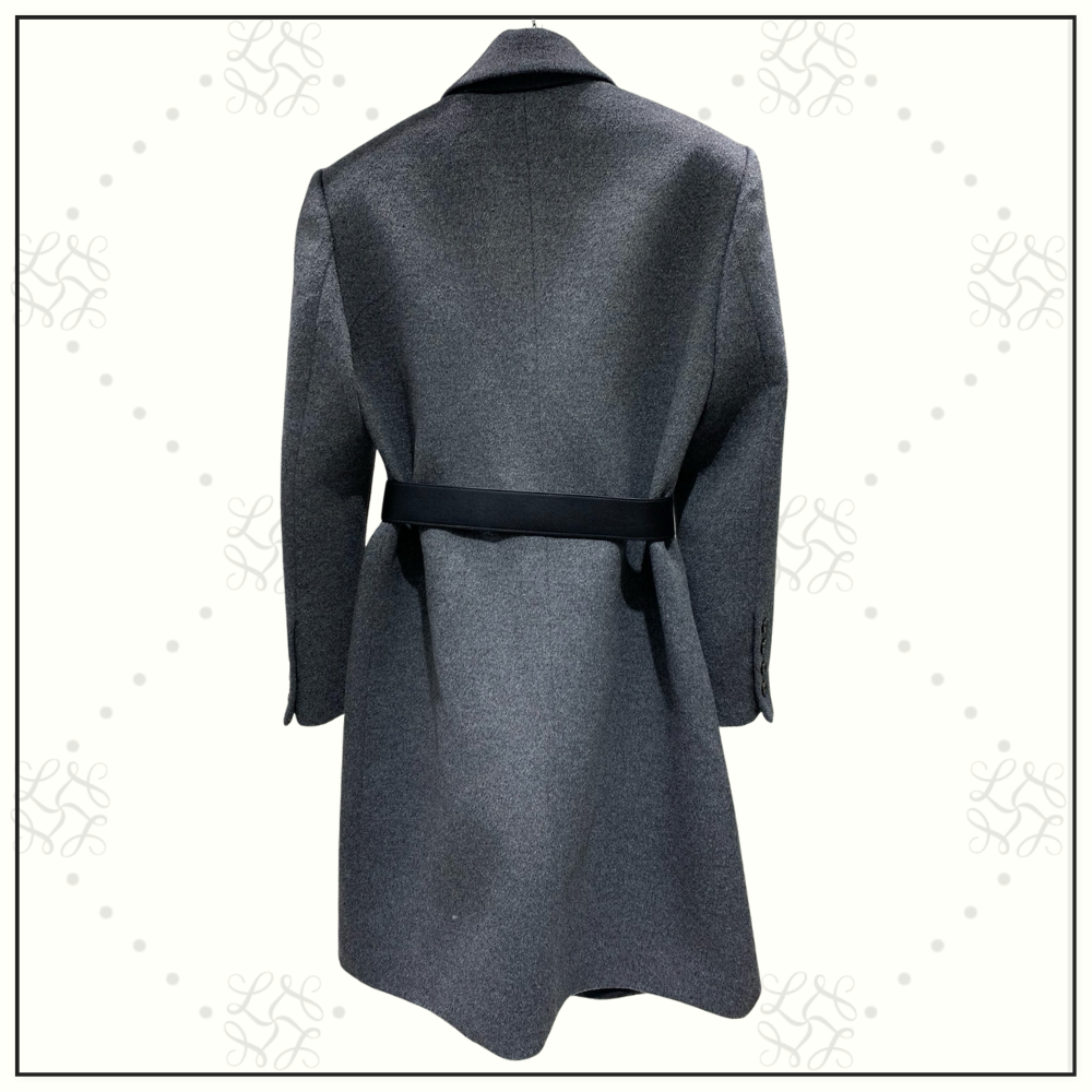 WOOL HOODED BELTED COAT