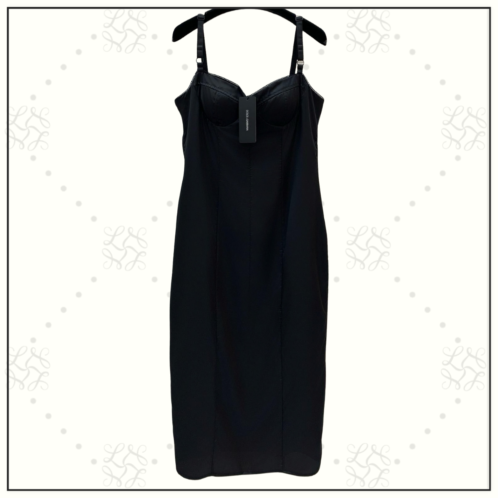 PANELED SATIN MIDI DRESS