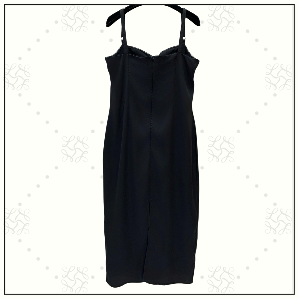 PANELED SATIN MIDI DRESS