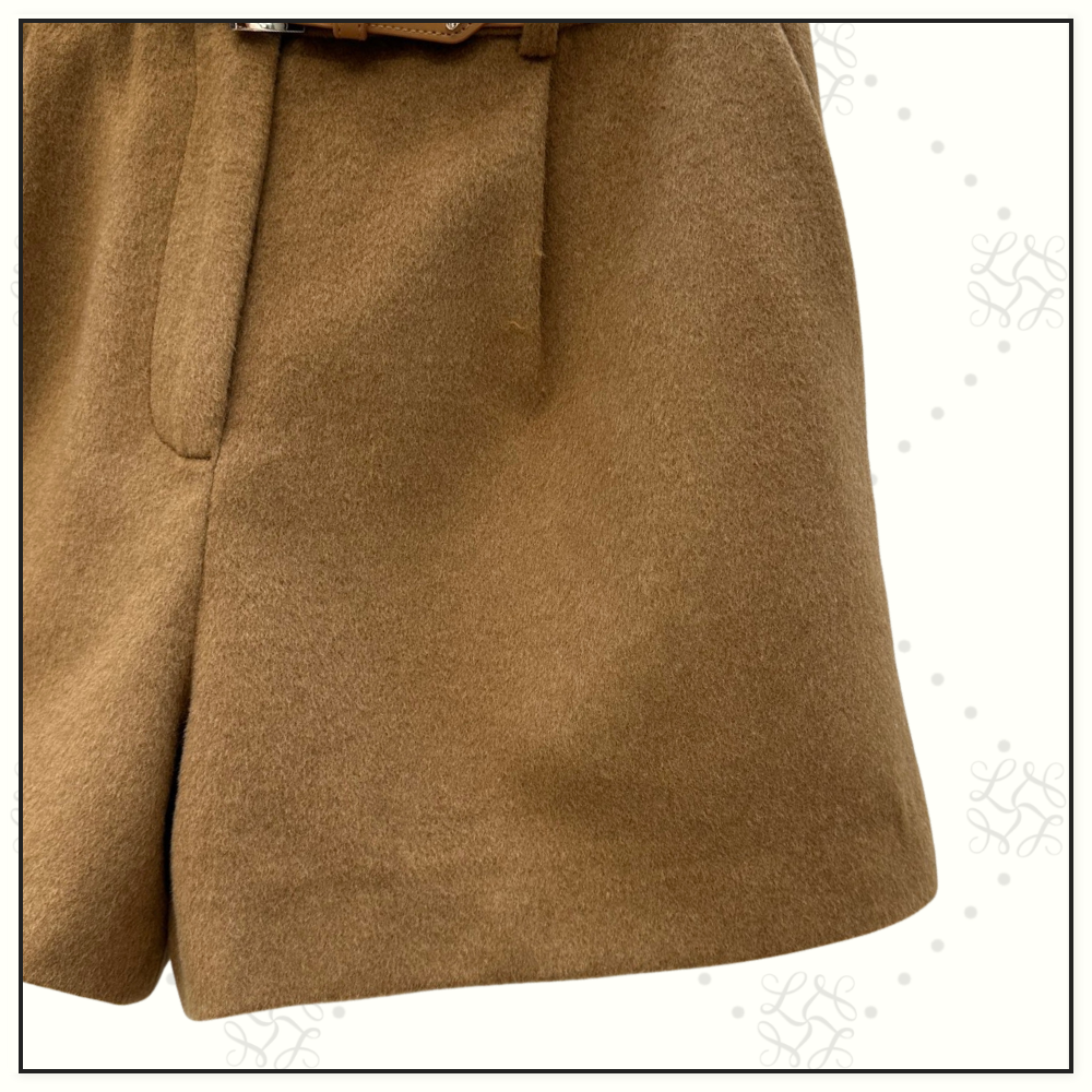 CAMEL HAIR BOMBER & BELTED SHORT