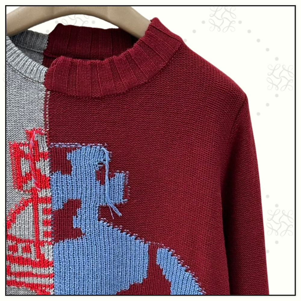 HALF & HALF INTARSIA KNIT JUMPER
