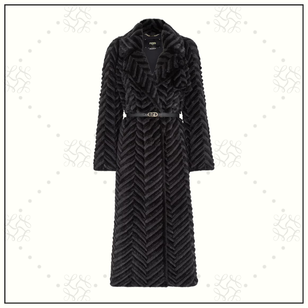 MINK FUR COAT WITH CHEVRON MOTIFS