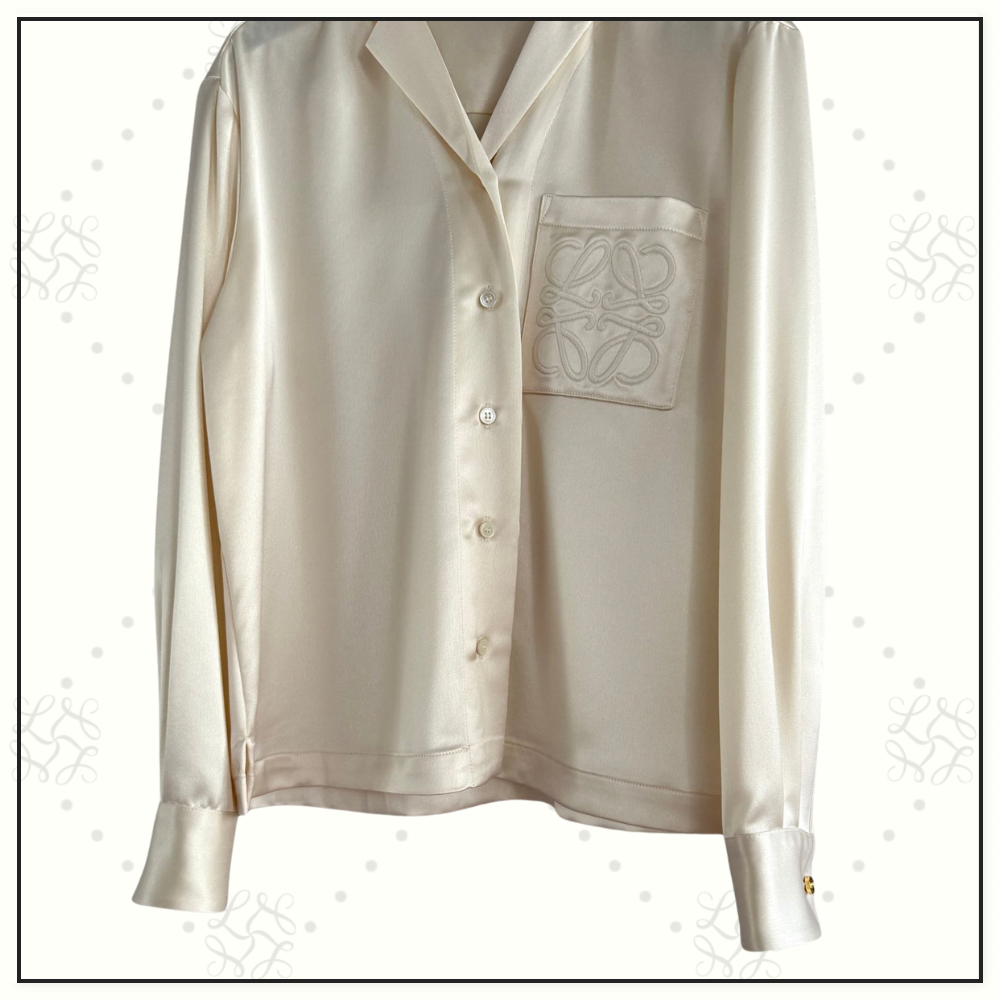 SILK ANAGRAM EMBROIDERED BLOUSE