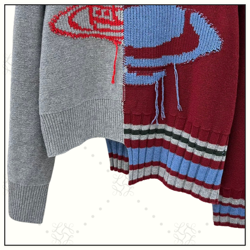 HALF & HALF INTARSIA KNIT JUMPER