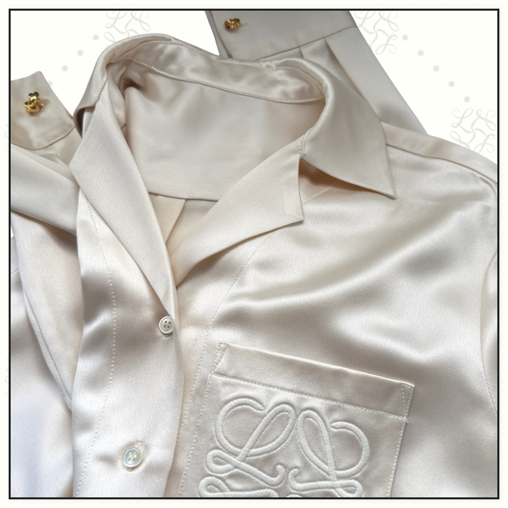 SILK ANAGRAM EMBROIDERED BLOUSE